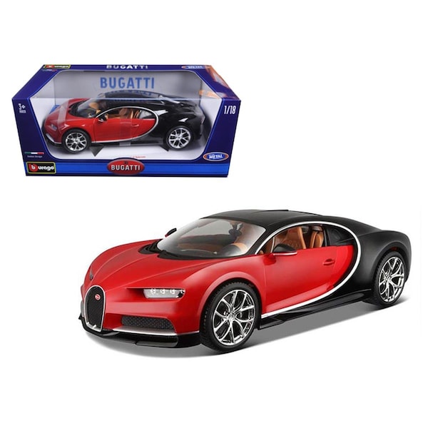 Grizzly Fitness B 1 isto 18 2016 Bugatti Chiron Diecast Model Car, Red with Black BE1539513 - main